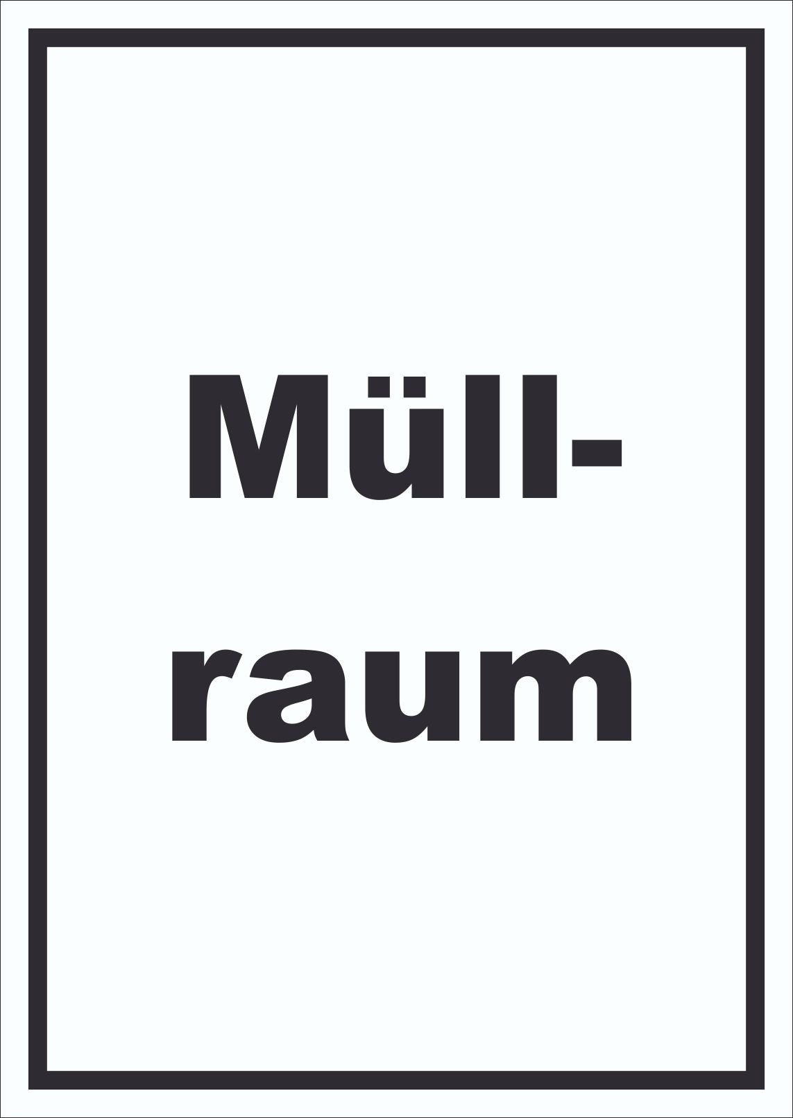 Müllraum Schild mit Text Abfall Mülltrennung hochkant A5 Rückseite selbstklebend