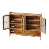 thumbnail of Hängeschrank Wandschrank Massivholz+Glas Natur 100x20x80 cm mit 4 Türen, herausnehmbaren Einlegeböden, Hakenleiste und offenem Fach