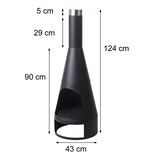 thumbnail of Stufa camino focolare riscaldamento da esterno HWC-K90 acciaio 124x43cm nero