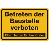 thumbnail of Baustellenschild, Betreten der Baustelle verboten, Eltern haften - gelb/schwarz - 400x300x0.6 mm Aluminium geprägt