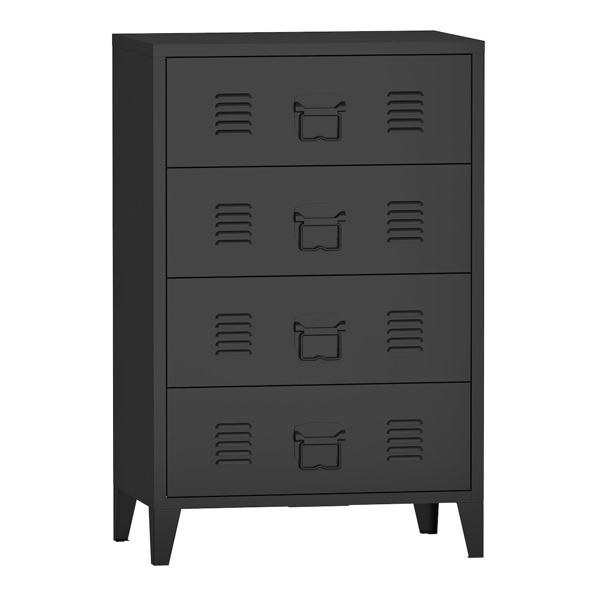 Helloshop26 - Stilvolle Kommode praktisches Aufbewahrungsmöbel aus Metall mit 4 Schubladen Stahl 92 x 80 x 40 cm schwarz 03_0006839