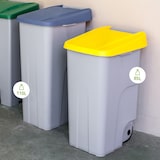 thumbnail of Afvalcontainer verrijdbaar grijs kunststof met klapdeksel rood | 110L | 420x570x880(h)mm