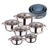 thumbnail of BERGNER - Set di pentole Cassel in acciaio inox da 12 pezzi, adatto ai piani cottura a induzione, con 3 teglie rotonde Ø12/Ø18/Ø22cm