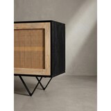 thumbnail of Sideboard 175x75x45 cm Mango Massivholz / Rattan Kommode mit 3 Türen, Hoher Kommodenschrank Schwarz / Braun, Standschrank Wohnzimmer, Anrichte