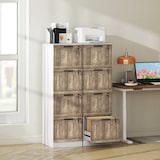 thumbnail of HOMCOM cajonera de oficina con 4 cajones cajonera de escritorio con cerradura 2 llaves barras colgantes para A4 carta 39,4x40x129 cm blanco y madera