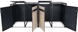 thumbnail of 4er Mülltonnenverkleidung HWC-J82, Mülltonnenbox, erweiterbar, Metall 100kg, anthrazit ~ Buche-Holzoptik hellbraun