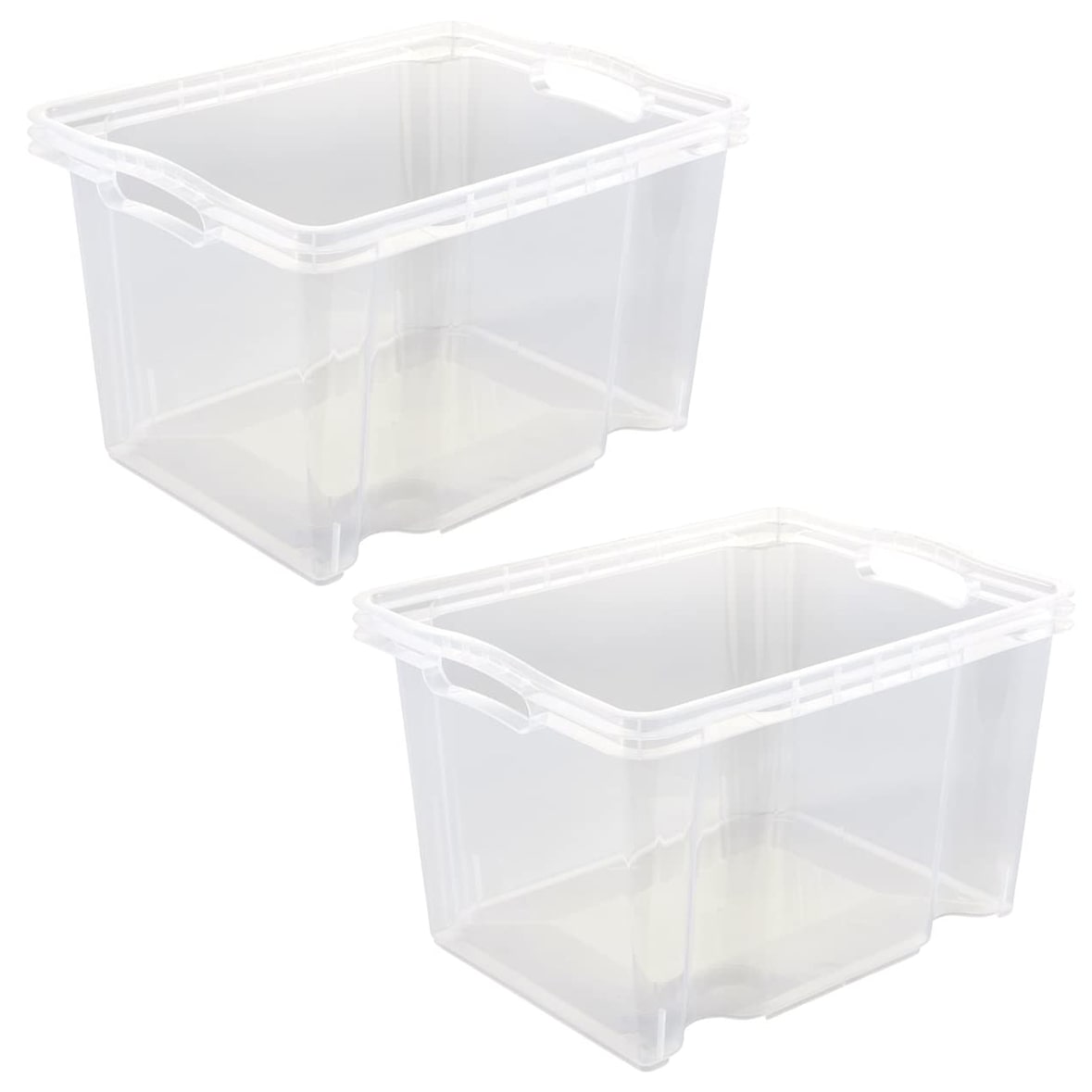 Keeeper - Set di 2 scatole da stoccaggio in polipropilene con manici 13,5L Trasparente 52x43x28 cm - Collezione Franz