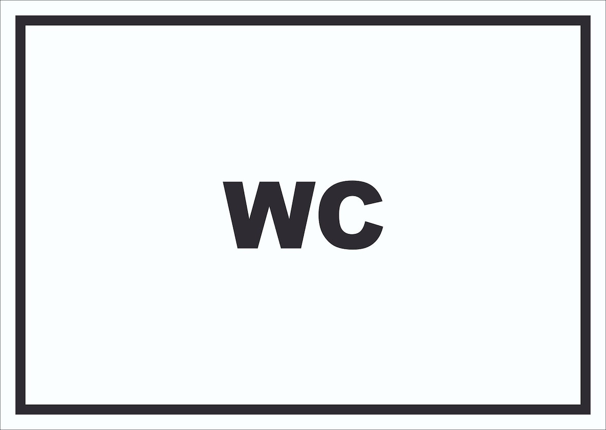 WC Schild mit Text Toilette Klo waagerecht A3 Rückseite selbstklebend