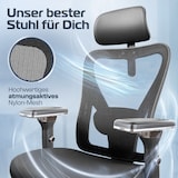 thumbnail of CLOUVOU CleverSeat, ergonomischer Bürostuhl, Rückenlehne mit Mesh Bezug, 4D-Armlehnen, 3D-Kopfstütze, BladeWheels, Schwarz