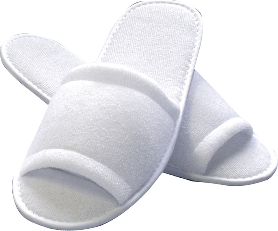 100 Paar Slipper "Classic" offen Weiss Einheitsgröße 28,5 cm lang Hotelslipper Hotelhausschuhe Einwegslipper Gästehausschuhe