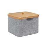 thumbnail of Relaxdays Aufbewahrungskorb Stoff, Aufbewahrungsbox mit Deckel, Regalkorb grau, Stoffbox, HxBxT: 25 x 33 x 33 cm, grey