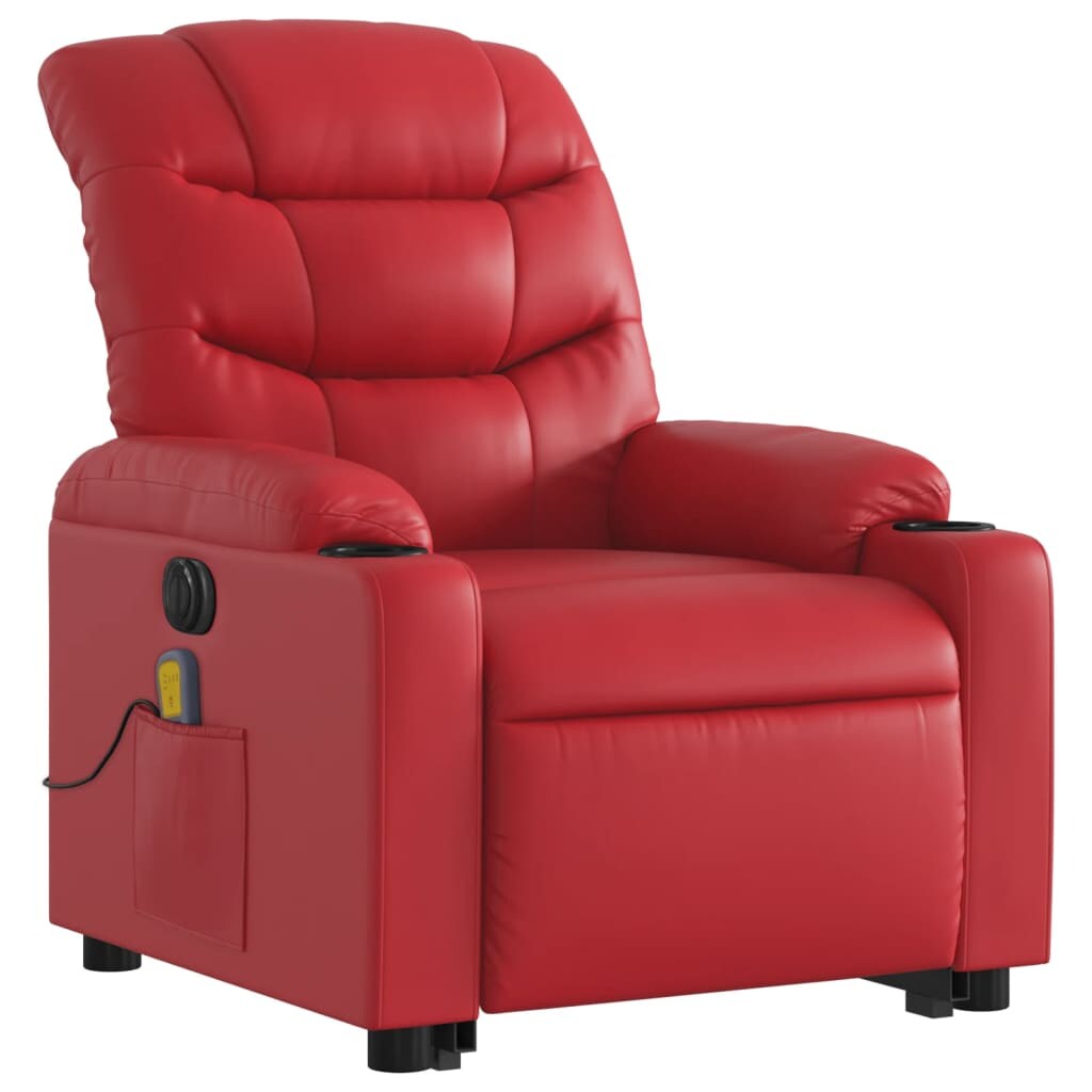 vidaXL Massagesessel mit Aufstehhilfe Elektrisch Rot Kunstleder
