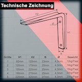 thumbnail of PRIOstahl Stahlwinkel Regalträger 120 × 170 mm – 10er Set Weiß Belastbare Wand-Regalwinkel aus Stahl