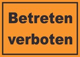 thumbnail of Betreten verboten Schild schwarz-orange A5 Rückseite selbstklebend