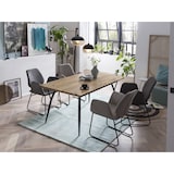 thumbnail of Möbilia eettafel 150 x 90 cm | blad MDF met eiken decor | metalen onderstel | B 150 x D 90 x H 77 cm | naturel-zwart | 18020006 | TAFEL serie