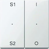thumbnail of System M Wippe zweiteilig, Schalter/Dimmer, polarweiß, glänzend, Kennzeichen 0/1, Kontrollfenster/Lichtauslass