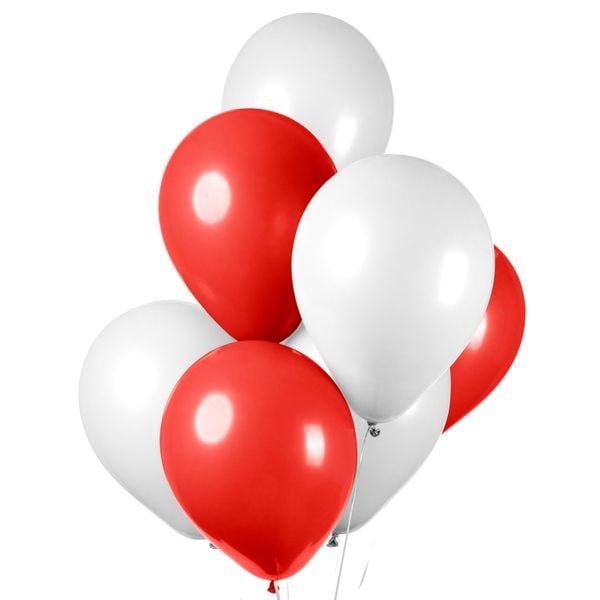 10 Luftballons rot weiss