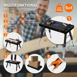 thumbnail of ECD Germany 5 in 1 Werkbank klappbar 94x48x80 cm, höhenverstellbar, bis 150 kg, Rollwagen Rollbrett Sägebock, Multifunktionaler Arbeitstisch Werkstatt