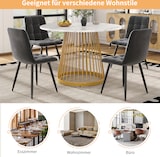 thumbnail of Esstisch Set 80x80x76 Rund Modern MDF Marmormuster Metallgestell 4 Samt Stühle Komfort Essgruppe Dunkelgrau