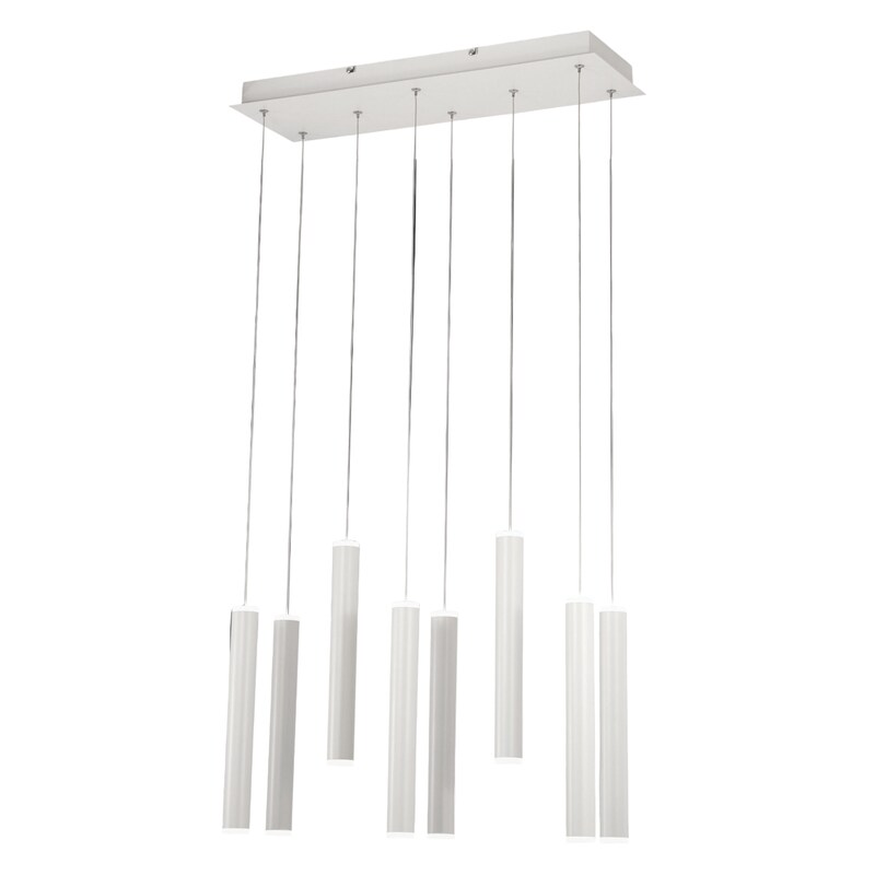 Fabas Luce Prado 8-flammige Pendelleuchte - 52W dimmbare LED - Mattweißes lineares Design