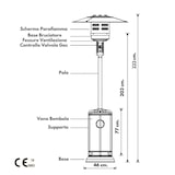 thumbnail of Estufa de gas Termopatio para exteriores de acero calentador de 25 m2 infrarrojos para bares restaurantes y locales, con ruedas 46x222 cm verde