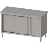 thumbnail of Stalgast Edelstahl Arbeitsschrank mit Schiebetüren, 1400x600x850 mm, mit Flügeltürschrank rechts, ohne Aufkantung, verschweißt