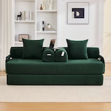 thumbnail of Merax 2-Sitzer Sofa, Schlafsofa Zusammenlegbares Kompressionssofa mit robustem Metallrahmen, Seitentaschen plus 3 Kissen, Emerald