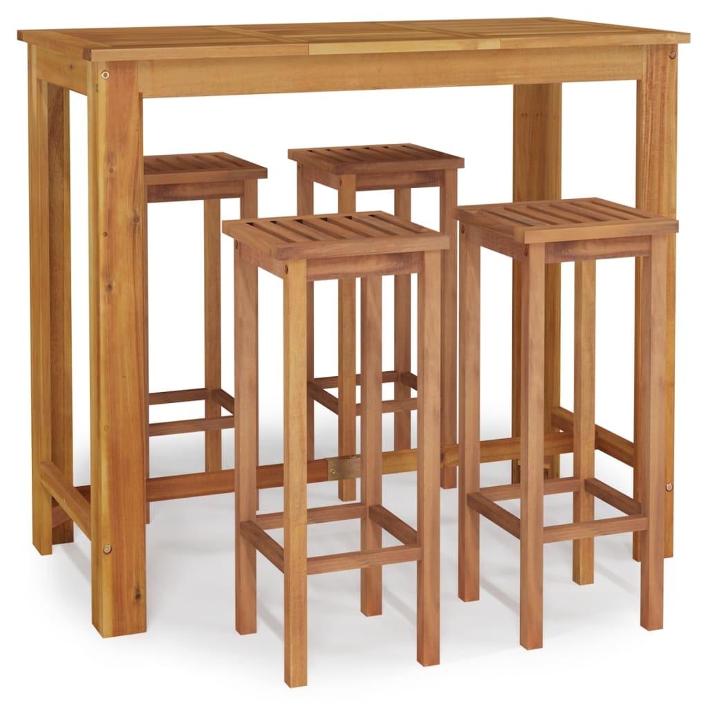 HELLOSHOP26 - Ensemble de salle à manger de jardin meuble extérieur 5 pièces bois d'acacia solide 02_0013750