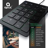 thumbnail of Aplic Numpad 22 Tasten - Keypad kabelgebunden USB Typ A - Ziffernblock mit 10 Multifunktionstasten - Multimedia-Keys - geneigte Tastatur - für PC