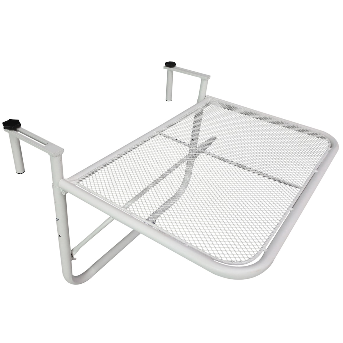 Outsunny Mesa Suspensa para Varanda com Braço e Altura Ajustável em 3 Posições Estrutura de Metal 60x56,5x45 cm Branco