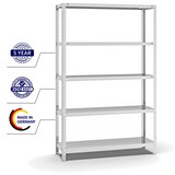 thumbnail of PROREGAL Fachbodenregal Schraubsystem | Grundregal | HxBxT 200x130x40cm | 5 Ebenen | Fachlast 350 kg | Beidseitig nutzbar | Lichtgrau
