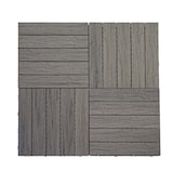 thumbnail of Pavimento in WPC HWC-E19, balcone/terrazzo effetto legno, struttura 3D lineare ~ marrone antico, 4x 50x50cm = 1mq