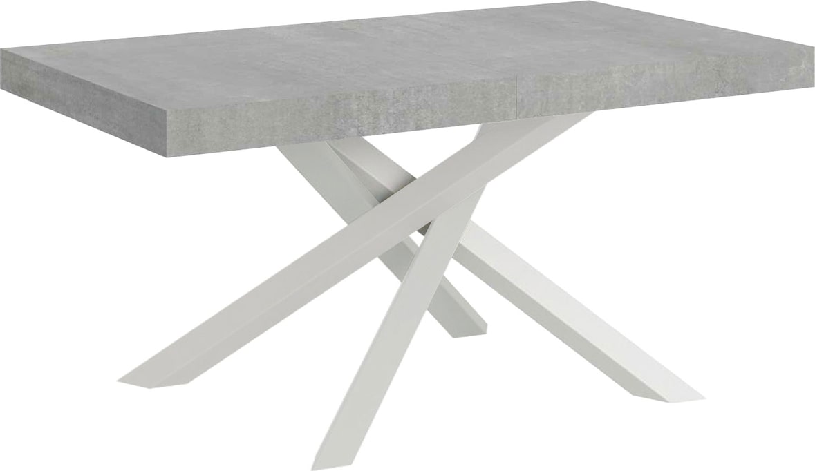 Ausziehbarer Tisch 160/264x90 cm Volantis Beton weiße Beine