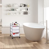 thumbnail of Relaxdays Badrollwagen, 3 Schubladen, Metall & Kunststoff, Rollcontainer Bad, Kosmetik, HxBxT: 60 x 33 x 39 cm, silber