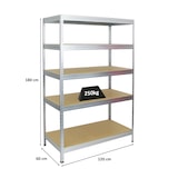 thumbnail of PROREGAL Schwerlastregal Rivet HxBxT 180x120x60cm Fachlast 250kg, Innovatives Stecksystem, Verzinkt, Garagenregal, Lagerregal, Steckregal, Kellerregal