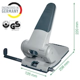 thumbnail of Leitz Extrastarker Registraturlocher aus Metall, Für 65 Blatt, Großer Locher für das Büro, Anschlagschiene mit Formatangaben, 5180