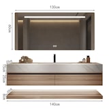 thumbnail of Wandhängendes Badezimmermöbel-Set mit Sinterstein-Waschbecken, Spiegel, Unterschrank, Ablageboard und Ablaufgarnitur 140×55 cm【YT3256-140】