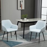 thumbnail of Pack de 2 sillas de comedor sillas decorativas tapizadas en lino sillas de cocina con respaldo reposabrazos y patas de metal 59,5x56,5x81 cm azul