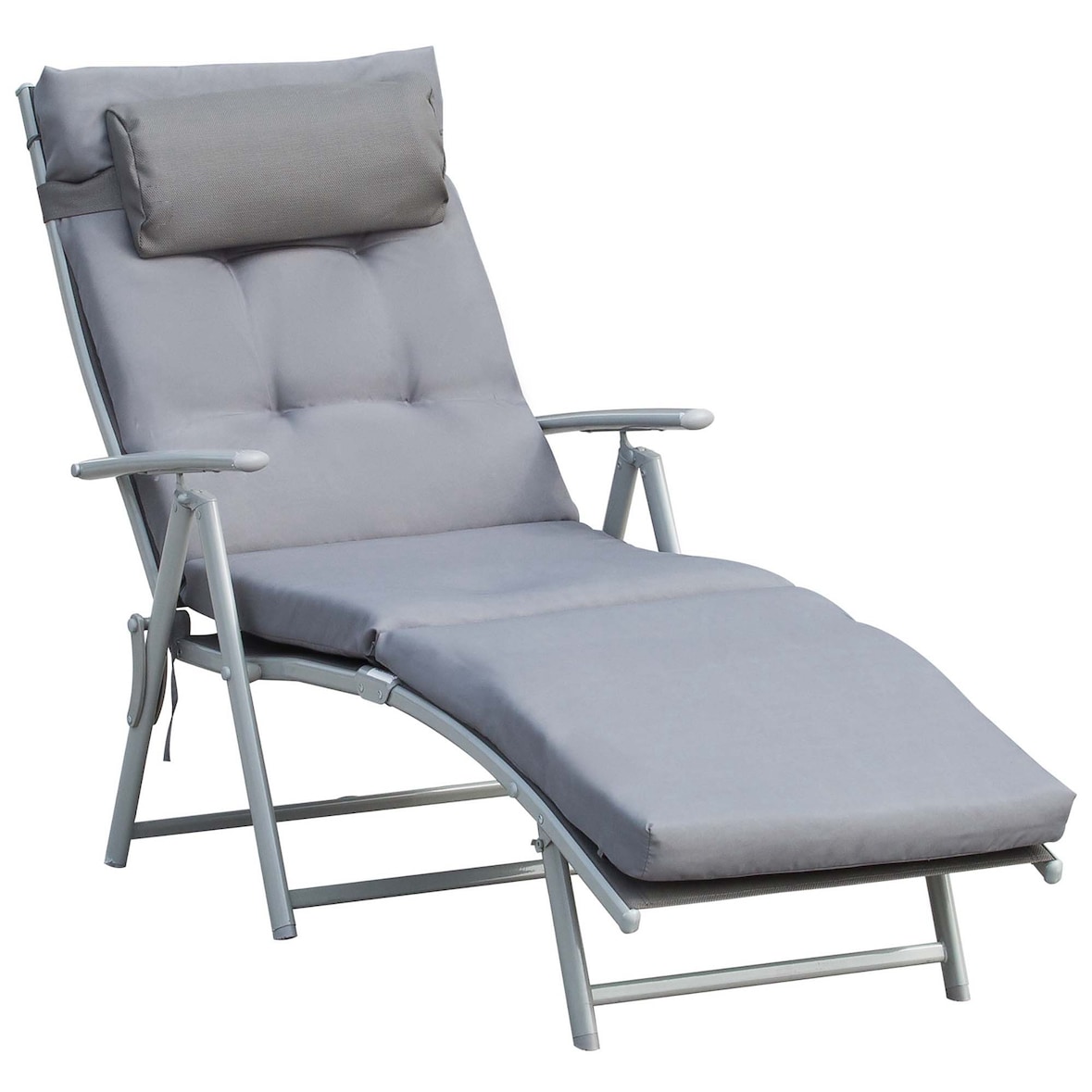 Tumbona plegable tumbona de jardín con respaldo ajustable en 7 posiciones con cojín cuerpo entero y cabeza carga Máx. 165 kg 137x63,5x100,5 cm