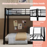 thumbnail of Metall Etagenbett Twin Over Full 196x146 aus Stahl, Hochbett mit Vollbett unten, Sicherheitsgeländer, Leiter, geräuscharm, Schwarz