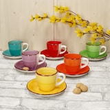thumbnail of 6er Set Uni bunt Espressotassen mit Untertassen bunt 80ml Steingut 6 Pers Mokka