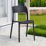 thumbnail of Set 4 Sedie Impilabili in Polipropilene con fibra di vetro per Giardino o interno, idrorepellenti e resistenti, design moderno - BARBARA - Nero