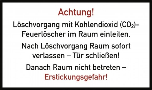 Löschvorgang mit CO2-Feuerlöscher im Raum, PVC-U selbstklebend, 250x150 mm