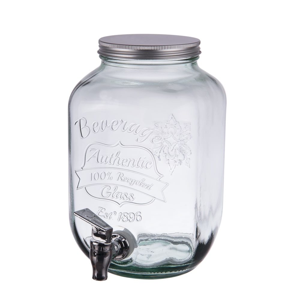Fontaine Authentic 4 l avec couvercle et robinet -  400.00 cl Transparent / Cristal Carré Verre Table Passion 18.00x18.00 cm