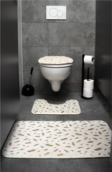 thumbnail of 3 teiliges Badematten-Set mit Federmotiv Rutschfest und Creme