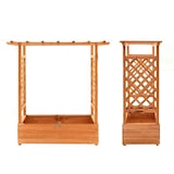 thumbnail of COSTWAY Canteiro elevado com treliça e cobertura suspensa, vaso com treliça, floreira para plantas trepadeiras, laranja