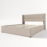 thumbnail of Merax Doppelbett 180x200 Polsterbett aus Leinen mit Lattenrost & Hydraulische Stauraum Beige