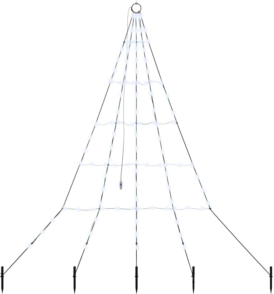 vidaXL LED Weihnachtsbaum mit Erdspießen Kaltweiß 182 cm Metall