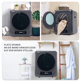 thumbnail of Wäschetrockner 3 kg bis 4 kg 850 W mit 6 Programmen Überhitzungsschutz Wandmontage in Grau 35x25x70cm für effiziente Trocknung, platzsparende Nutzung
