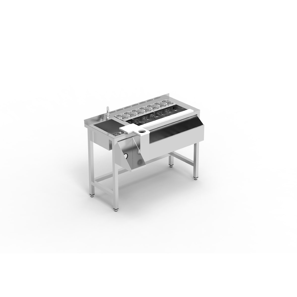 ERATOS Table Cocktail Sans Etagere En Aisi 304 18/10 Finition Satinee - Evier A Gauche- 1200X745X900/1200X785X900 (Avec Option Cr-120) MCS-120I